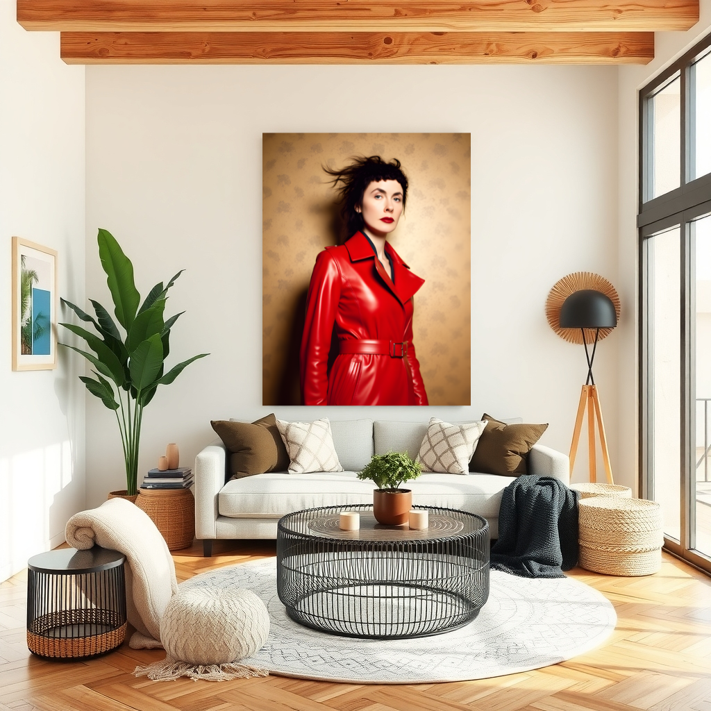 'Red Trench Coat' Classic Semi-Glossy Paper Poster A0